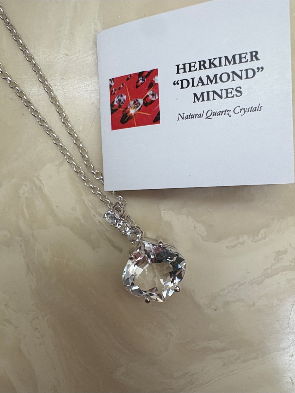 Herkimer-Style Clear Quartz Pendant Necklace - Silver